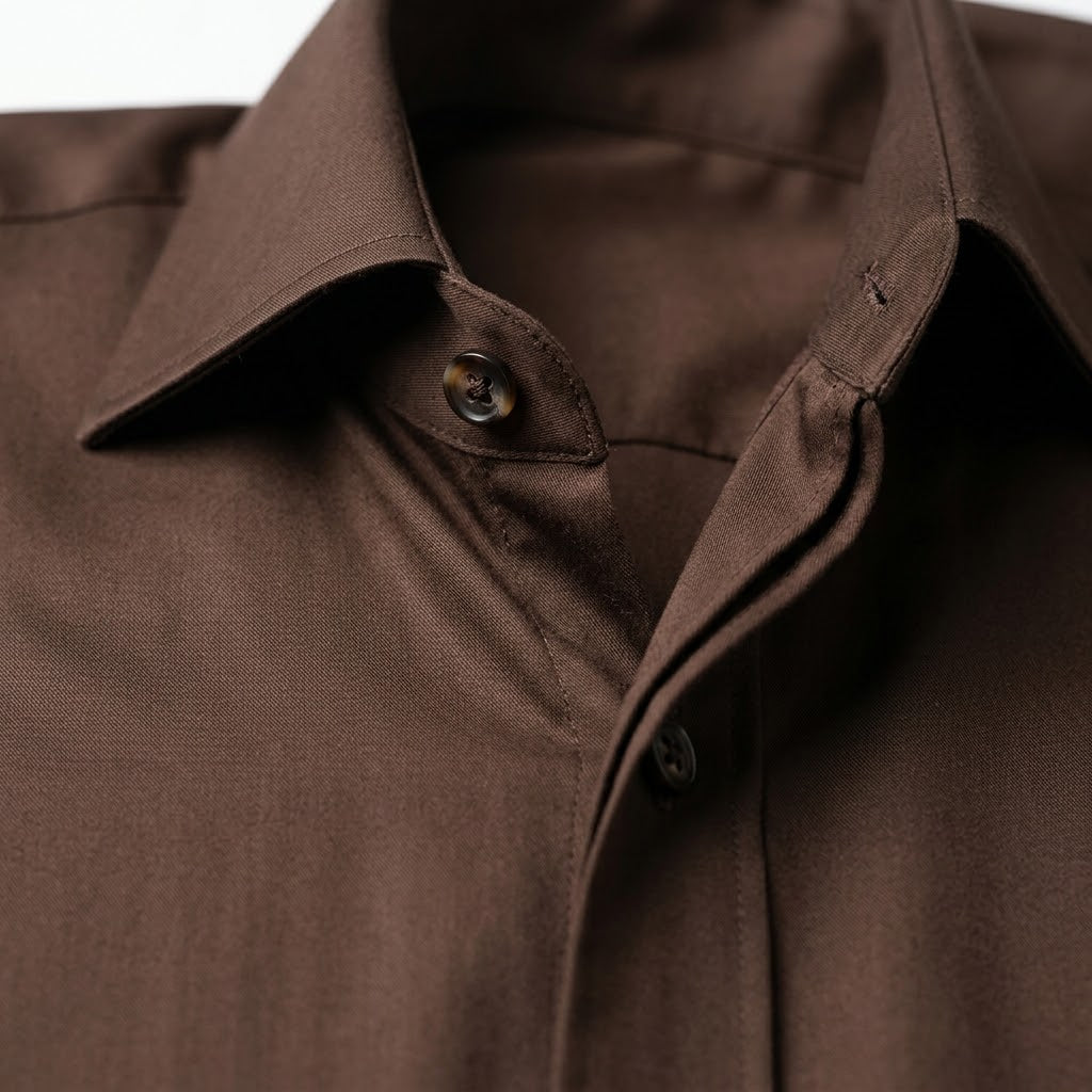 Men's Dark Mocha Brown Long Sleeve Button-Up Shirt