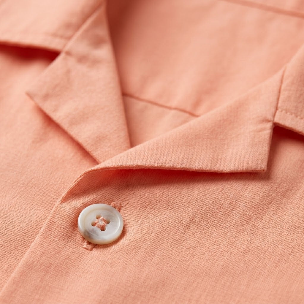 Men's Peach Coral Camp Collar Short Sleeve Shirt