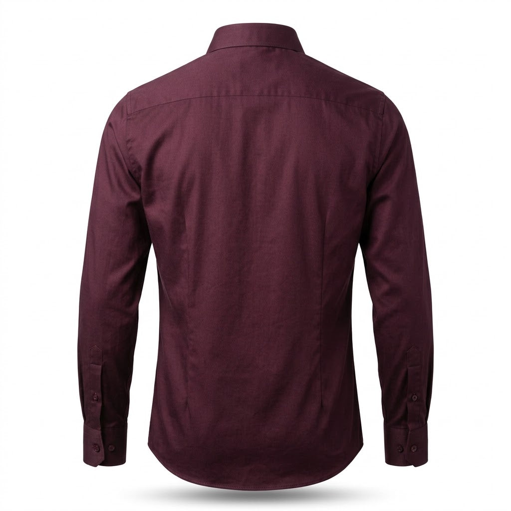 Men's Wine Plum Long Sleeve Button-Up Shirt