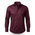 Men's Wine Plum Long Sleeve Button-Up Shirt