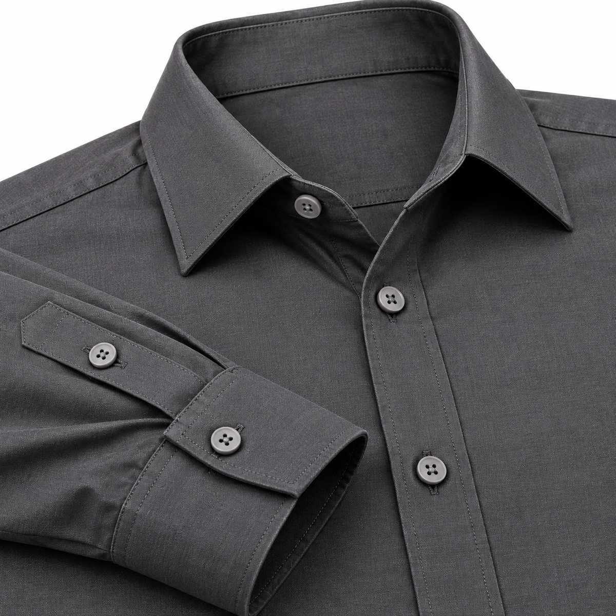 Men's Charcoal Grey Point Collar Dress Shirt