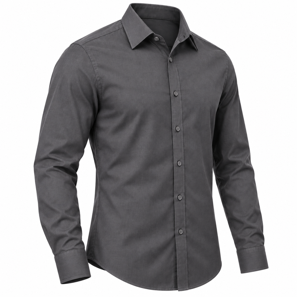 Men's Charcoal Grey Point Collar Dress Shirt