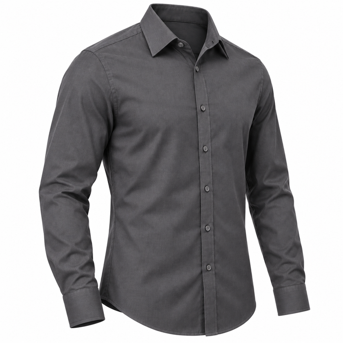 Men's Charcoal Grey Point Collar Dress Shirt