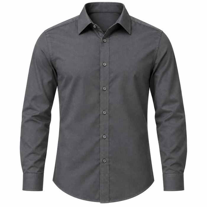 Men's Charcoal Grey Point Collar Dress Shirt