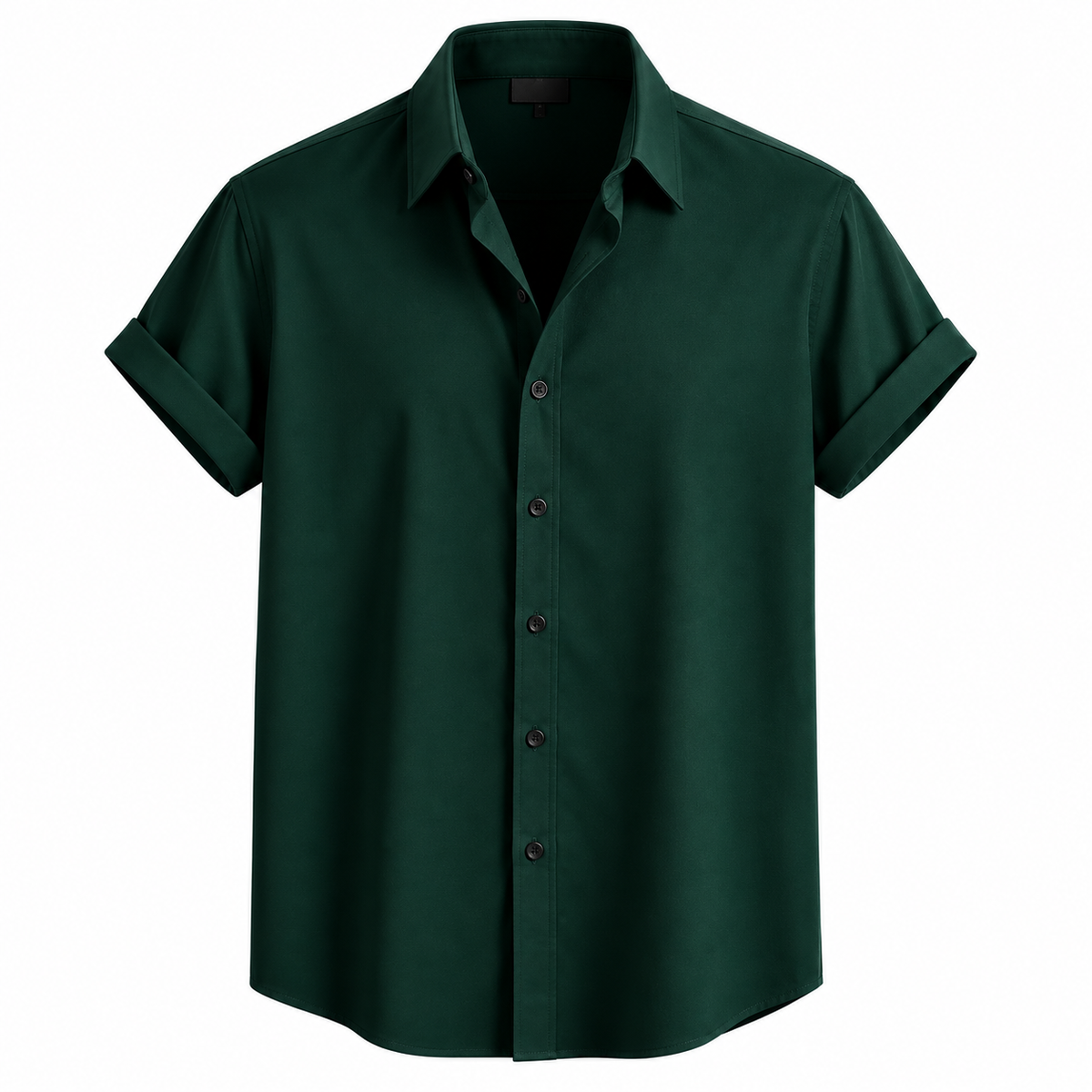 Men's Dark Green Short Sleeve Button Front Shirt