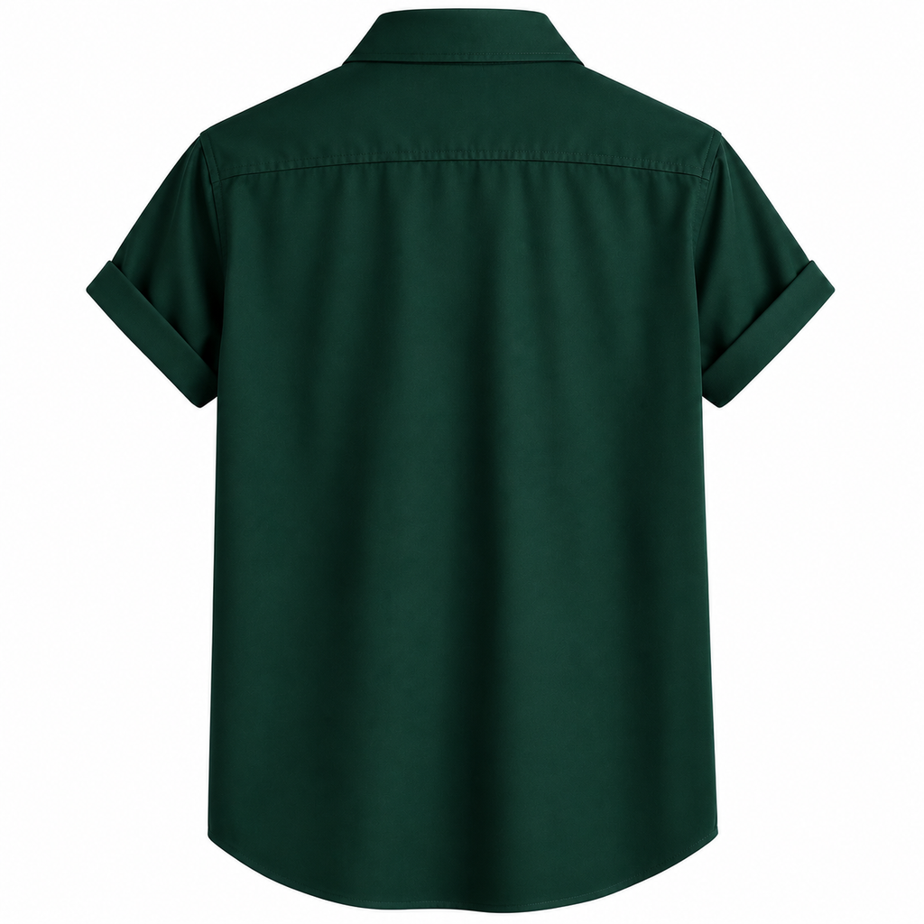 Men's Dark Green Short Sleeve Button Front Shirt
