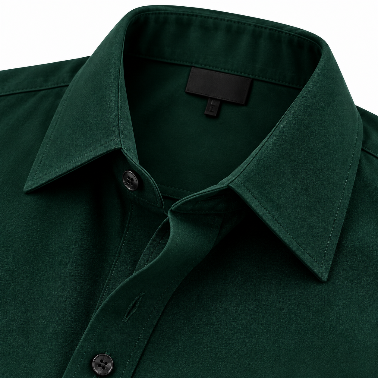 Men's Dark Green Short Sleeve Button Front Shirt