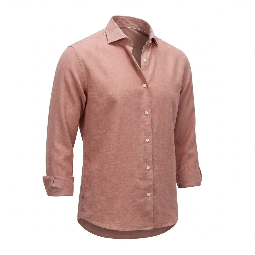 Men's Dusty Pink Button Front Long Sleeve Shirt