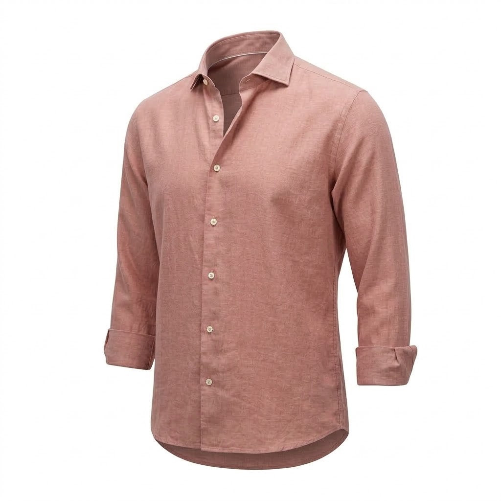 Men's Dusty Pink Button Front Long Sleeve Shirt