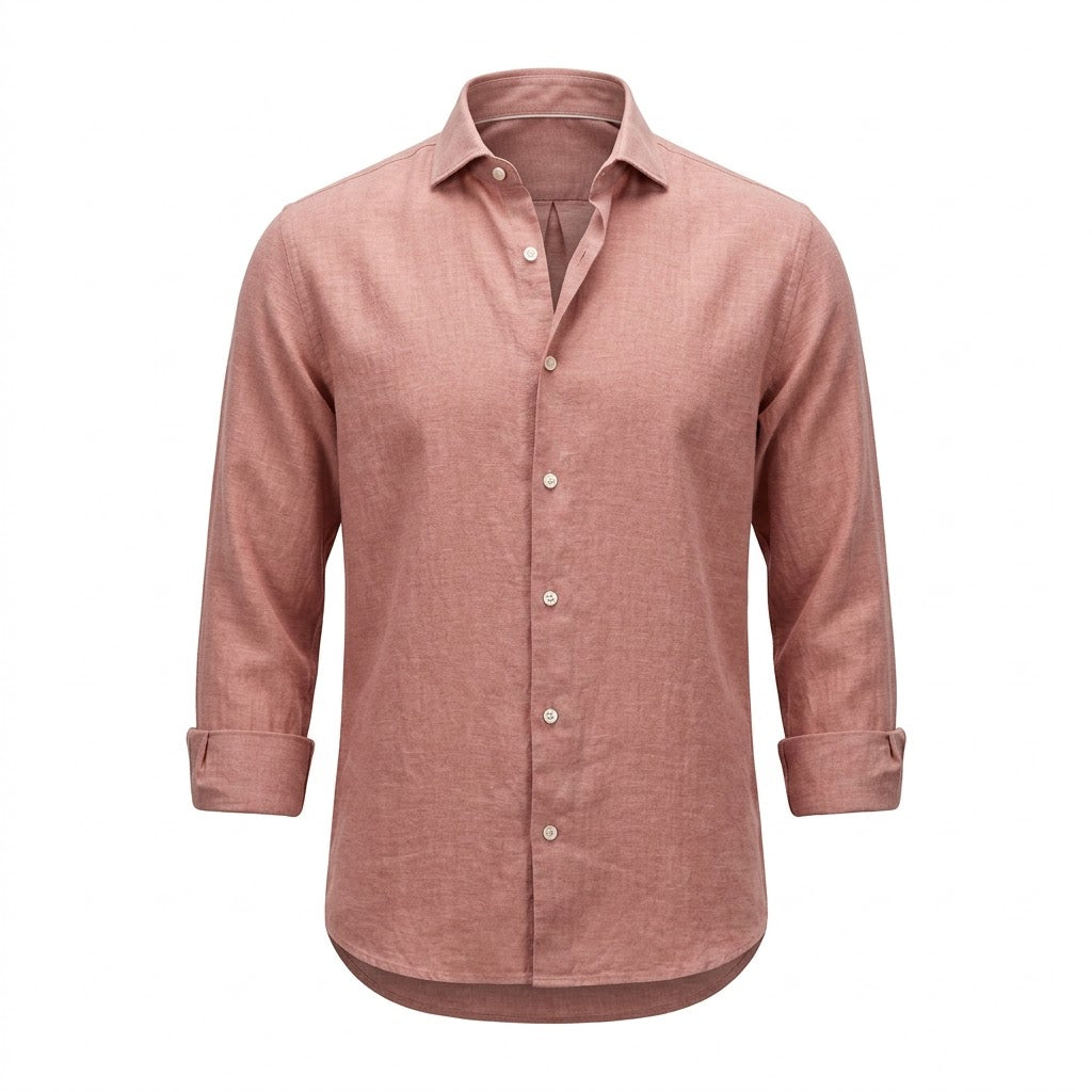 Men's Dusty Pink Button Front Long Sleeve Shirt