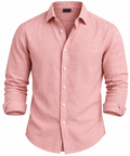 Men's Light Pink Textured Long Sleeve Shirt