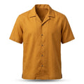 Shirtica Men's Mustard Yellow Camp Collar Short Sleeve Shirt