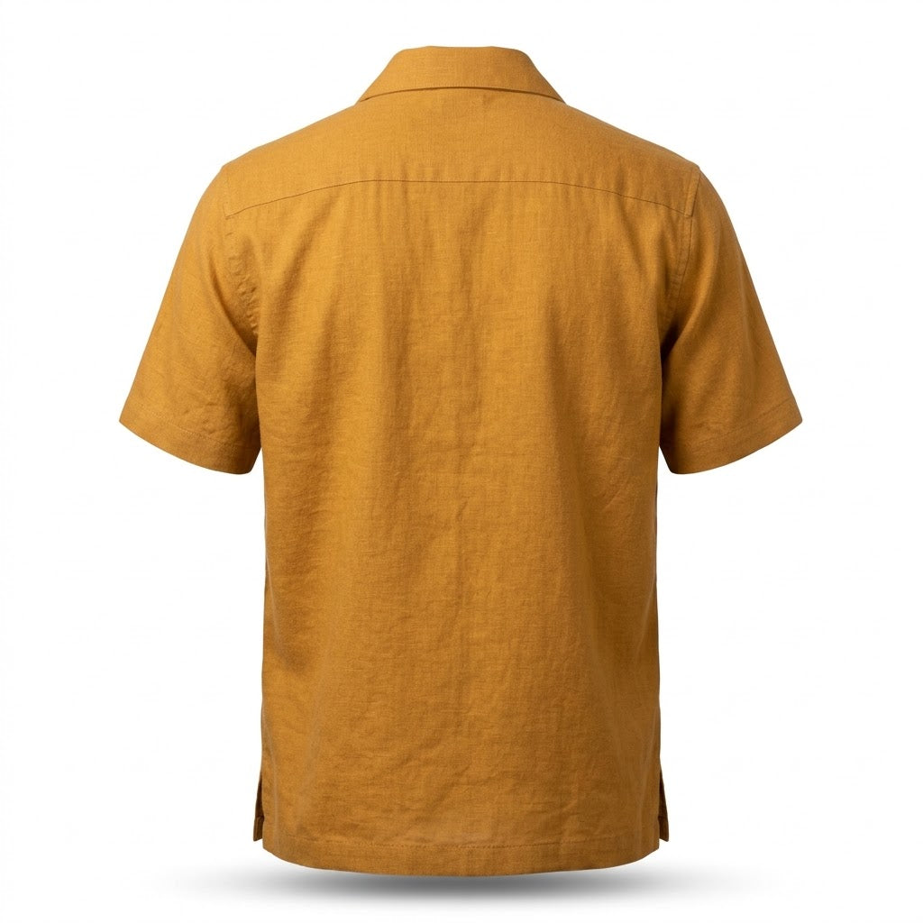Shirtica Men's Mustard Yellow Camp Collar Short Sleeve Shirt