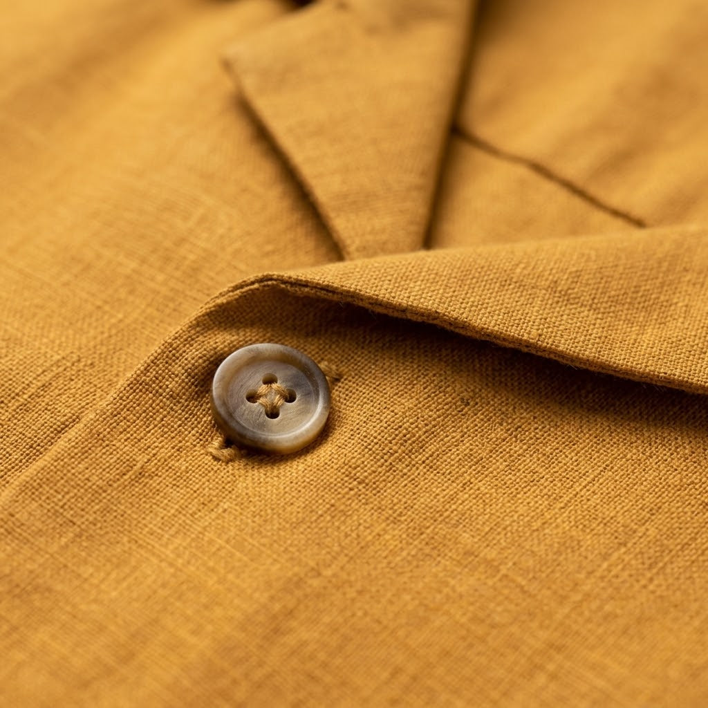 Shirtica Men's Mustard Yellow Camp Collar Short Sleeve Shirt
