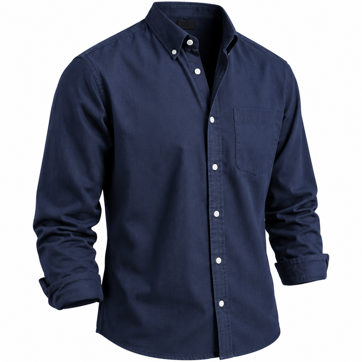 Men's Navy Button Down Collar Long Sleeve Shirt