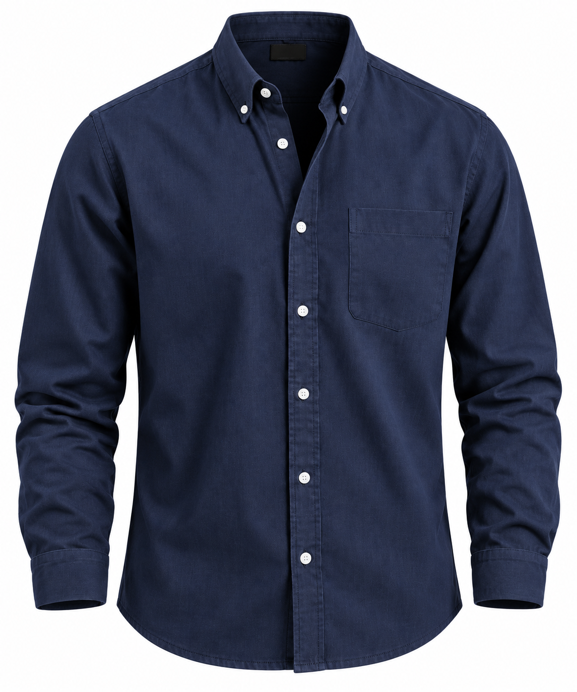 Men's Navy Button Down Collar Long Sleeve Shirt