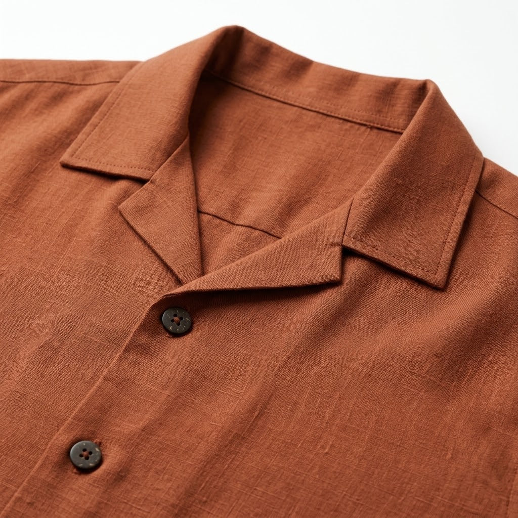 Shirtica Men's Rust Camp Collar Short Sleeve Shirt