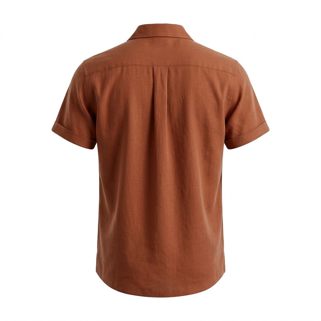 Shirtica Men's Rust Camp Collar Short Sleeve Shirt