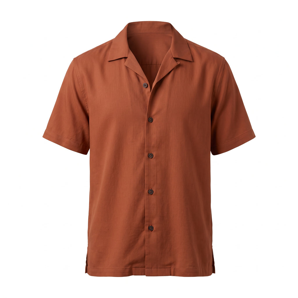 Shirtica Men's Rust Camp Collar Short Sleeve Shirt