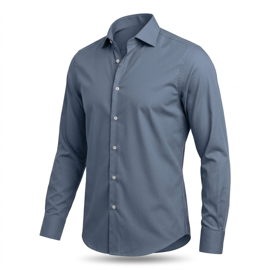 Shirtica Men's Slate Blue Long Sleeve Button Front Shirt