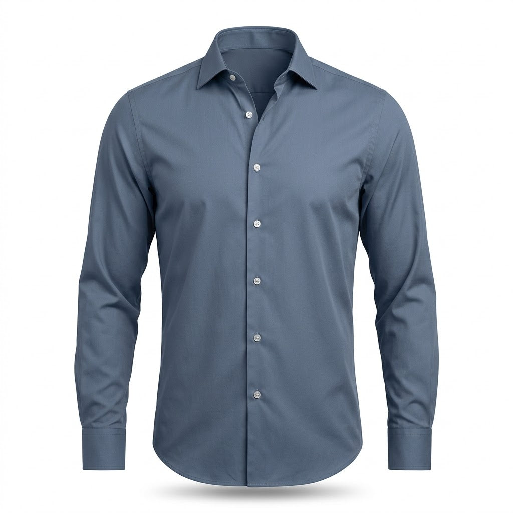 Shirtica Men's Slate Blue Long Sleeve Button Front Shirt