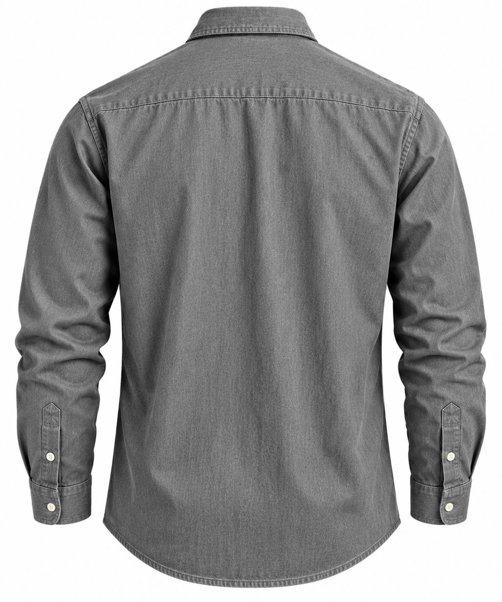 Men's Washed Grey Button Down Pocket Shirt
